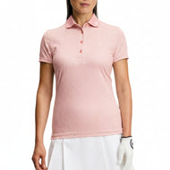 J.Lindeberg 女式 Tour Tech 印花高尔夫 Polo 衫 - Bridge Stock Rose