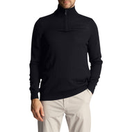 Lyle & Scott Embroidered Merino Blend 1/4 Zip Knit - Dark Navy