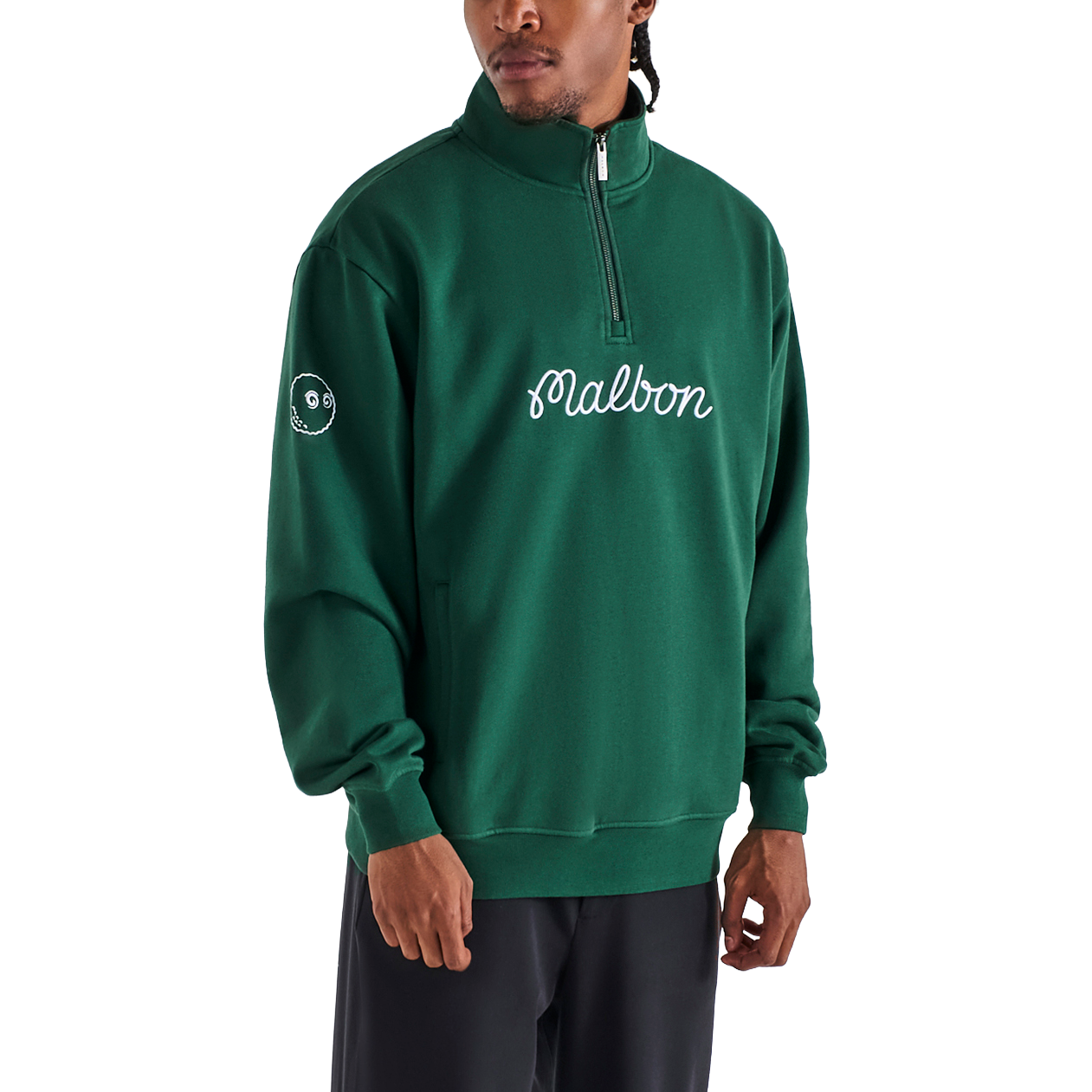 Malbon Collegiate Golf Sweatshirt 1/4 Zip - Forest – The Golf Society Malbon Collegiate Golf Sweatshirt 1/4 Zip - Forest – The Golf Society