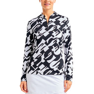 Nivo Women's Lolita UV Long Sleeve Mock Neck Golf Shirt - Black/White