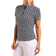 Nivo 女式 Lynda 小高领高尔夫衬衫 - 海军蓝/白色