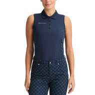 Rohnisch Women's Nicky Sleeveless Golf Polo Shirt - Micro R Check Navy