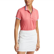 RLX Ralph Lauren Women's Tour Pique Golf Shirt - Desert Rose/White/Hatteras Blue
