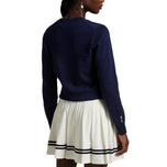 RLX RALPH LAUREN妇女棉花混合V领高尔夫跳投 - 精制海军