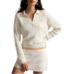 RLX Ralph Lauren Women's Cable Knit Pullover  - White Splash Multi