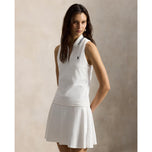 RLX Ralph Lauren 女式 Active Cable 1/4 拉链无袖高尔夫 Polo 衫 - 陶瓷白