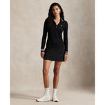 RLX Ralph Lauren Women's Rib Knit Long Sleeve Golf Shirt - Polo Black