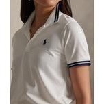 RLX Ralph Lauren Women's Tour Pique Golf Shirt - Ceramic White/Refined Navy