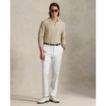 RLX Ralph Lauren Performance Polo-Collar Golf Sweater - Ecru Tan Heather
