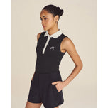 Malbon 女式 Claudia 无袖高尔夫 Polo 衫 - 黑色