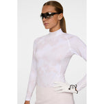 J.Lindeberg Women's Ella Print Compression Golf Shirt - Warp Grey Lilac