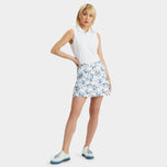 G/Fore 女式照片花卉丝质科技尼龙 A 字高尔夫裙裤 - 雪色