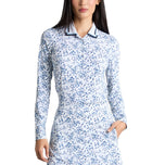 G/Fore 女式 Scatter Ditzy 印花长袖高尔夫 Polo 衫 - 雪色/暮色