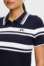 J.Lindeberg 女式 Athena 针织高尔夫 Polo 衫 - JL 海军蓝