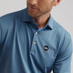 Peter Millar Hales Performance Jersey Golf Polo Shirt - Navy/Cottage Blue