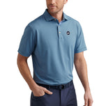 Peter Millar Hales Performance Jersey Golf Polo Shirt - Navy/Cottage Blue