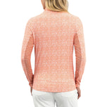 IBKUL Women's Amani Long Sleeve Zip Mock Neck Shirt - Peach/White