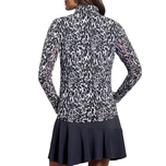 IBKUL 女式 Karen 长袖拉链小高领衬衫 - 黑色/灰色