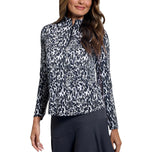 IBKUL 女式 Karen 长袖拉链小高领衬衫 - 黑色/灰色