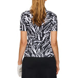 J.Lindeberg 女式 Georgia 印花 Polo 高尔夫衬衫 - Scribble JL 海军蓝