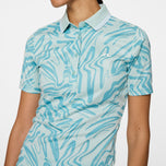 J.Lindeberg 女式 Georgia 印花 Polo 高尔夫衬衫 - Scribble JL 海军蓝