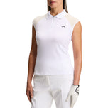J.Lindeberg Women's Lei Sleeveless Golf Polo Shirt - White