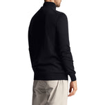 Lyle & Scott Embroidered Merino Blend 1/4 Zip Knit - Dark Navy