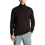 Lyle & Scott Embroidered Merino Blend 1/4 Zip Knit - Jet Black