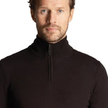 Lyle & Scott Embroidered Merino Blend 1/4 Zip Knit - Jet Black