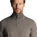 Lyle & Scott Embroidered Merino Blend 1/4 Zip Knit - Mid Grey Marl