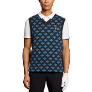 Lyle & Scott Golf V Neck Cotton Argyle Vest - Dark Navy
