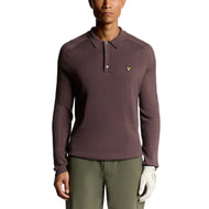 Lyle & Scott Long Sleeve Knitted Golf Polo Shirt - Berry