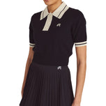 Malbon 女式 Mikayla 针织高尔夫 Polo 衫 - 黑色