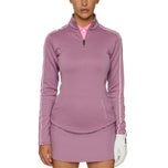 J.Lindeberg Women's Nefe Quarter Zip Golf Mid Layer - Very Grape
