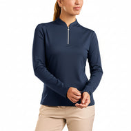 Nivo Women's Leda Long Sleeve Mock Neck Golf Shirt - Navy