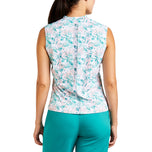 Nivo Women's Linnea Sleeveless Mock Neck Golf Shirt - White/Aruba Blue