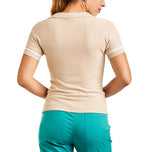 Nivo Women's Nyla V-Neck Knitted Golf Polo Shirt - Cream