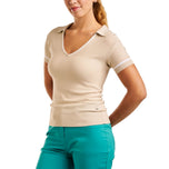 Nivo Women's Nyla V-Neck Knitted Golf Polo Shirt - Cream