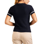 Nivo Women's Nyla V-Neck Knitted Golf Polo Shirt - Navy