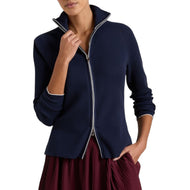 Peter Millar 女式 Coolspun Lite 棉质罗纹开衫 - 海军蓝