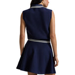 RLX Ralph Lauren 女式 2/48 棉混纺无袖针织高尔夫 Polo 衫 - 沙丘棕褐色/白色 Splash
