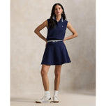 RLX Ralph Lauren 女式 2/48 棉混纺无袖针织高尔夫 Polo 衫 - 沙丘棕褐色/白色 Splash