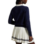 RLX Ralph Lauren 女式高性能 Polo 领针织套头衫 - 精致海军蓝