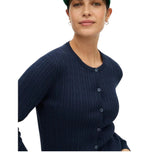 Rohnisch Women's Classic Cable Knit Golf Cardigan - Navy