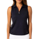 Golftini Women's Sleeveless Zip Golf Polo Shirt - Navy