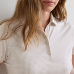 Peter Millar Women's Houndstooth Jersey Golf Polo Shirt - Light Elm