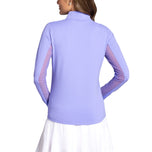 IBKUL Women's Solid Long Sleeve Zip Mock Neck Shirt - Lavender