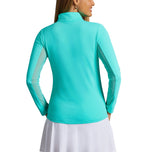 IBKUL Women's Solid Long Sleeve Zip Mock Neck Shirt - Jade