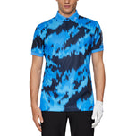 J.Lindeberg Tour Tech常规适合印刷高尔夫球球衫 - 经纱声蓝色