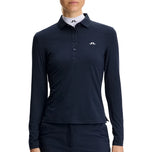 J.Lindeberg 女式 Flor 长袖高尔夫 Polo 衫 - JL 海军蓝